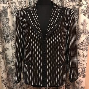 Talbots Polka dot Blazer Jacket Black & Cream EUC